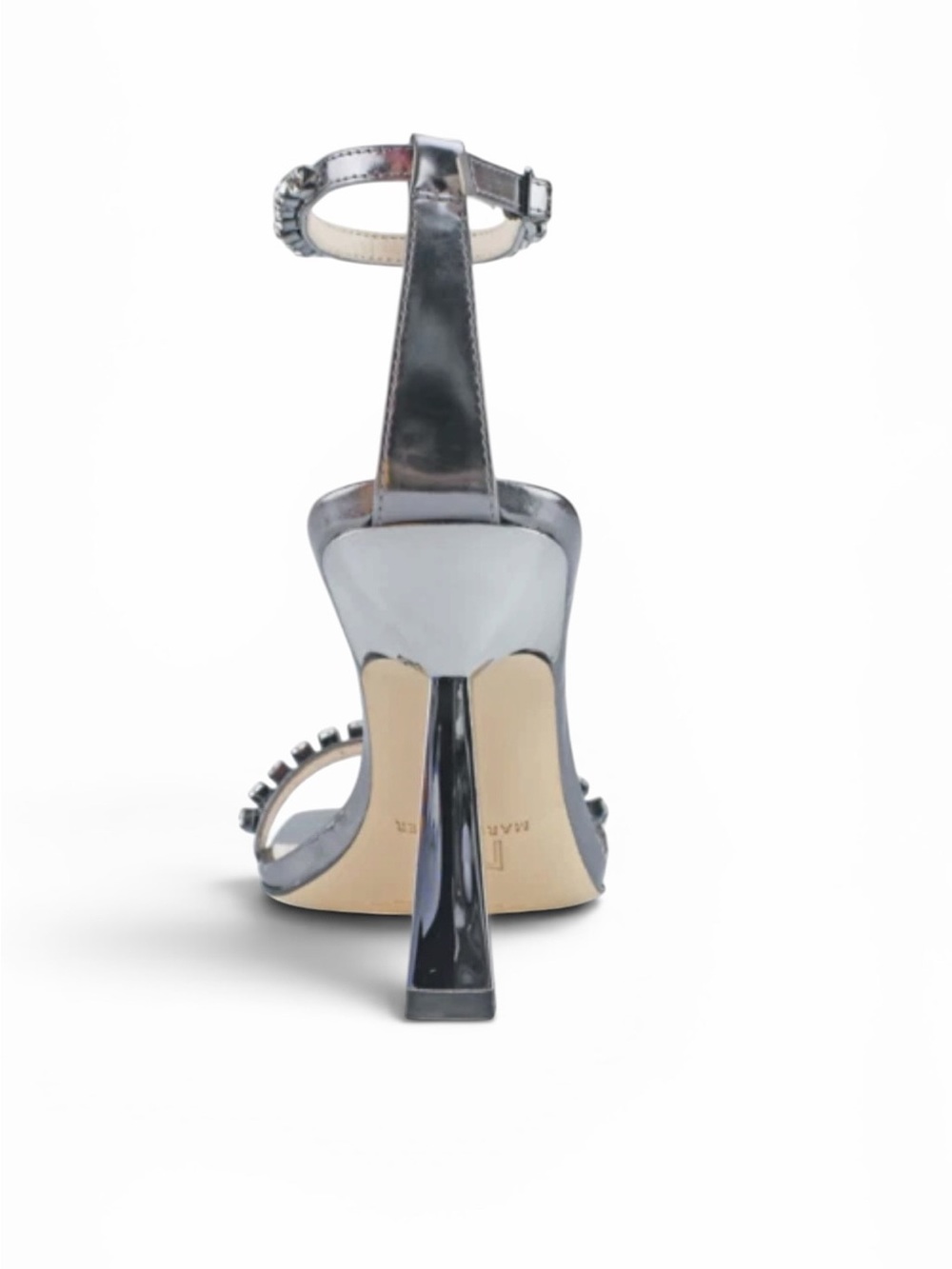Marc Fisher Metallic Pewter Gem-Embellished Ankle-Strap Sandal - Picture 6 of 15